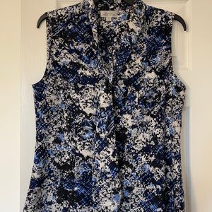 Tahari mult-colored blouse with tie in front. Like new!